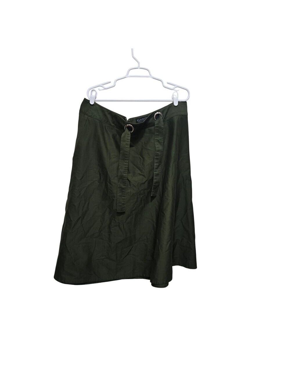 ELOQUII Olive Green A-Line Midi Skirt Size 18 Utility Chic